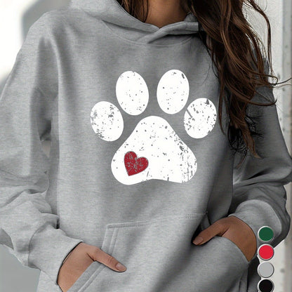 Cozy Women's Love Paw Hoodie – Soft and Comfortable Fleece Jacket for Casual Wear