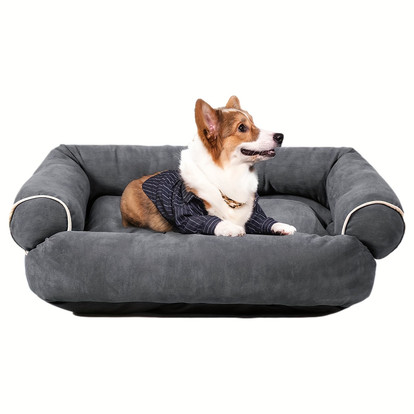 Luxury Suede Dog Sofa Bed – Cozy, Skin-Friendly Pet Lounger with Washable Combed Cotton Filling