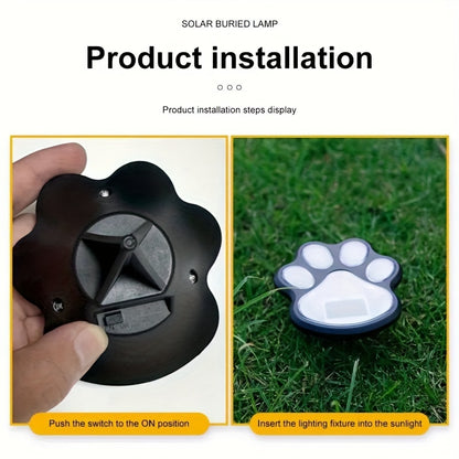 4-Pack Solar Powered Paw Print Lawn Lights – LED Garden Path Lighting