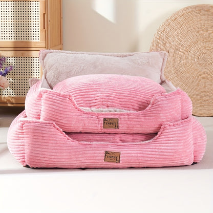 Cozy Corduroy PET Bed with Removable Cushion