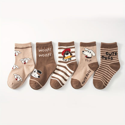 Kid's Soft & Skin-Friendly Color Block Paw Pattern Socks – 3 Pairs for Autumn & Winter