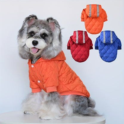 Pet Dog Winter Jacket with Reflective Strip and Hat – Safety and Style for Small Dogs