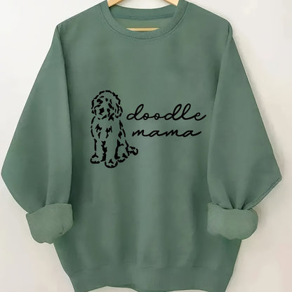 Women's Casual "Doodle Mama" Crew Neck Sweatshirt – Cozy All-Season Comfort