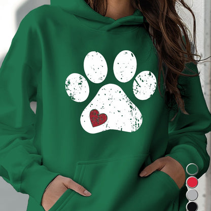 Cozy Women's Love Paw Hoodie – Soft and Comfortable Fleece Jacket for Casual Wear