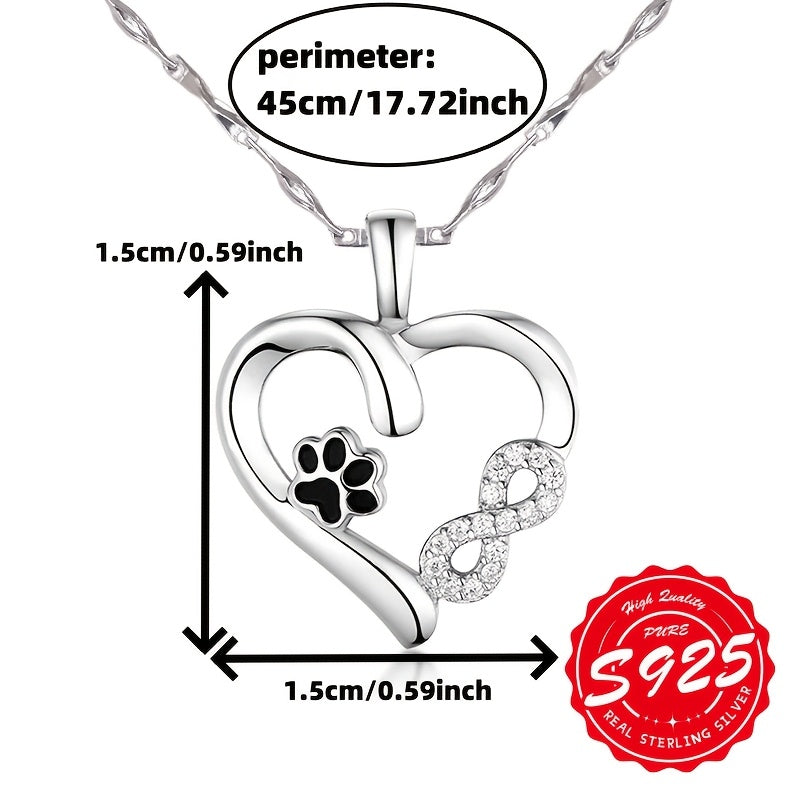 S925 Sterling Silver Women's Cat Claw Infinite Love Necklace – A Perfect Gift for Pet Lovers