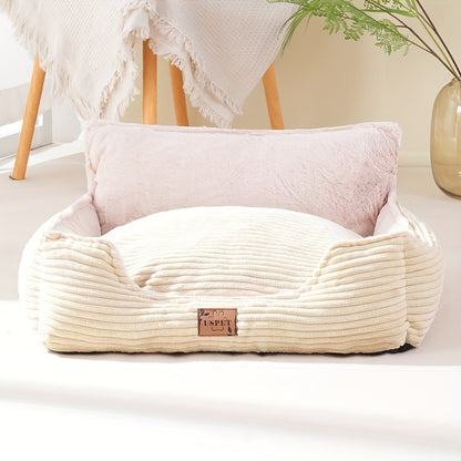 Cozy Corduroy PET Bed with Removable Cushion