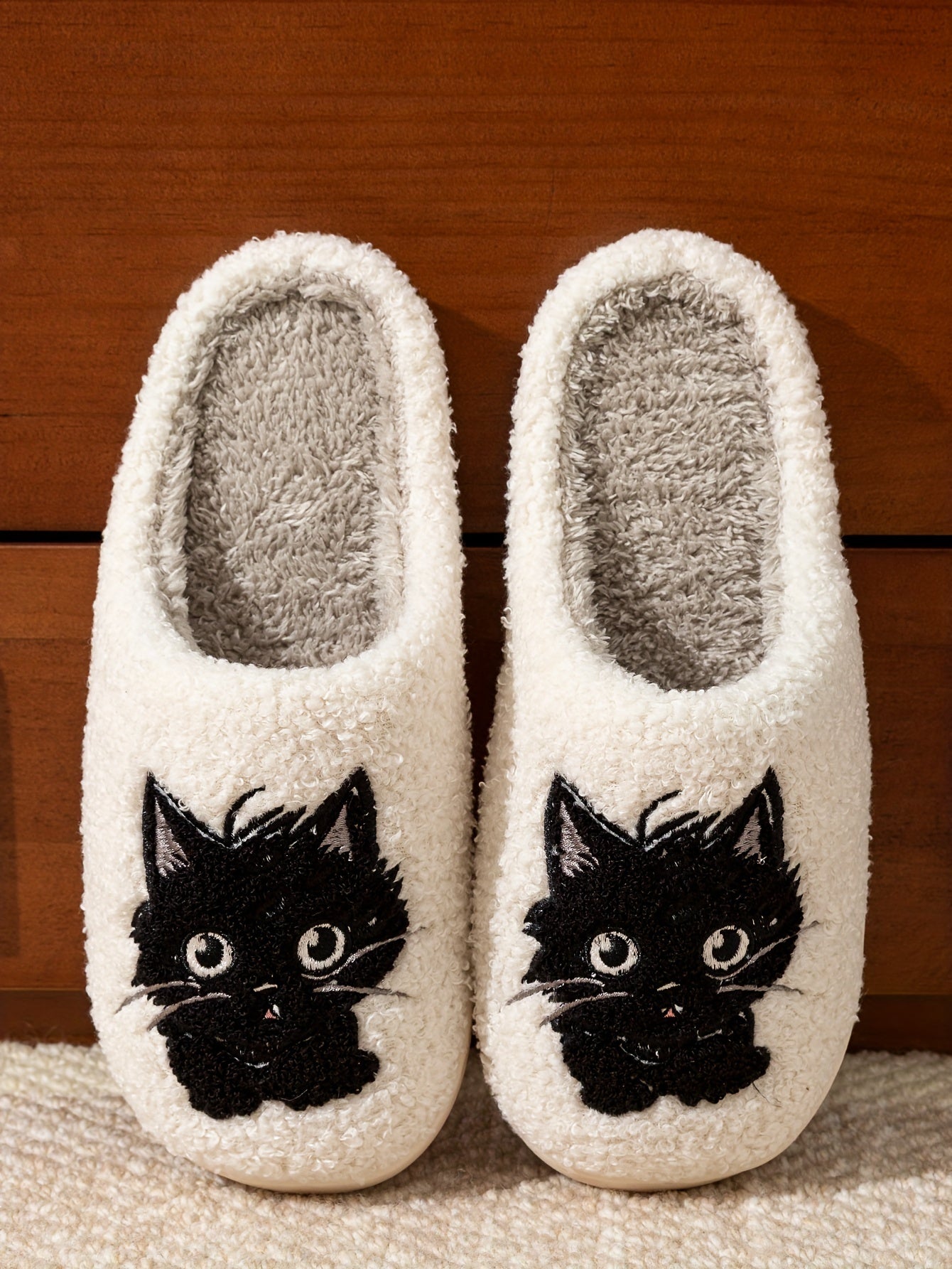 Cozy & Cute Kitty Winter Slippers for Women – Warm, Non-Slip Corduroy Home Shoes