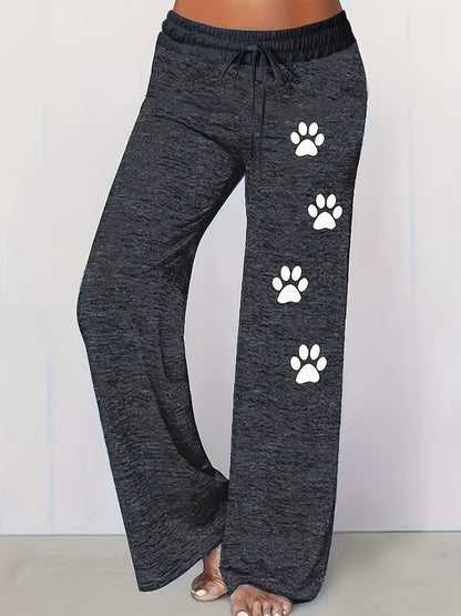 Plus Size Women's Athletic Jogger Pants with Cartoon Paw Print – Stylish & Comfortable for All Seasons