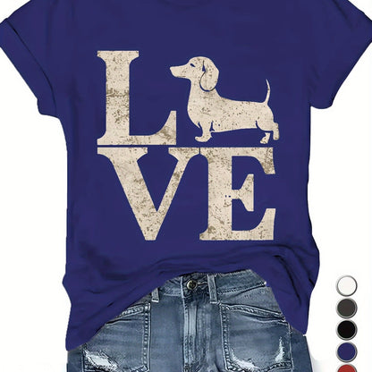 "LOVE" Dachshund Silhouette Women's T-Shirt – Pure Cotton Comfort Fit