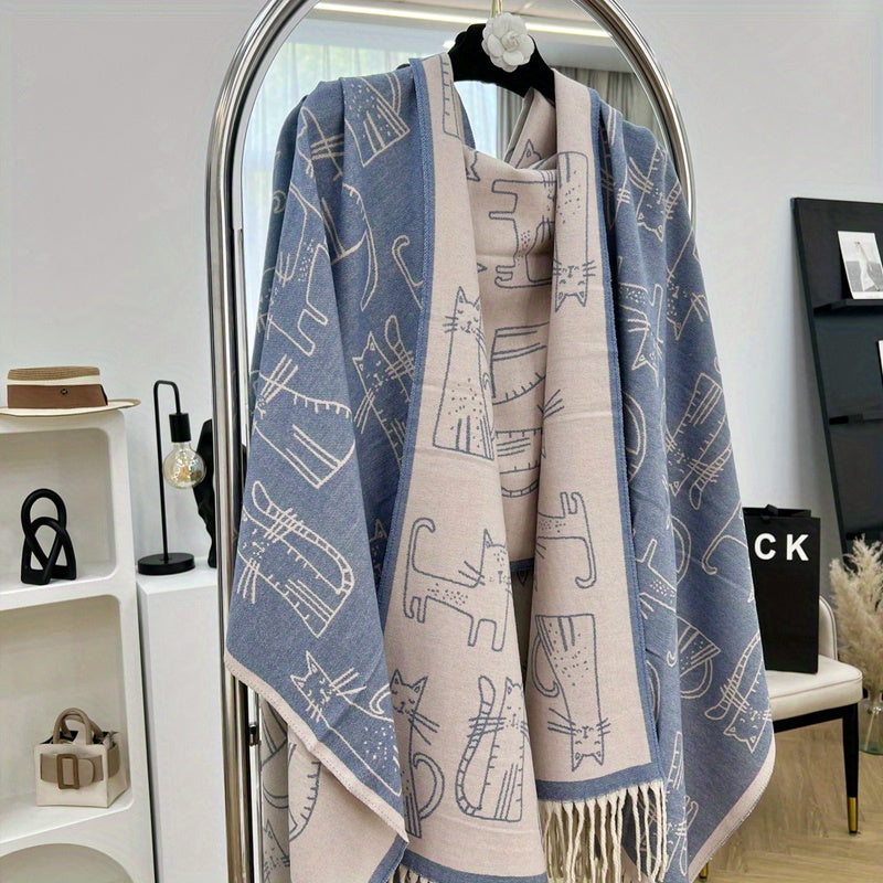 Simple Cartoon Tassel Scarf – Stylish Warm Wrap & Shawl for Women