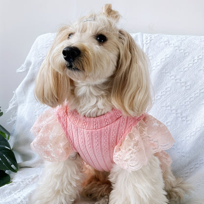 Adorable Solid-Colored Pet Flying Sleeve Dress: Breathable Loungewear for Dogs & Cats - Perfect for Summer Parties!