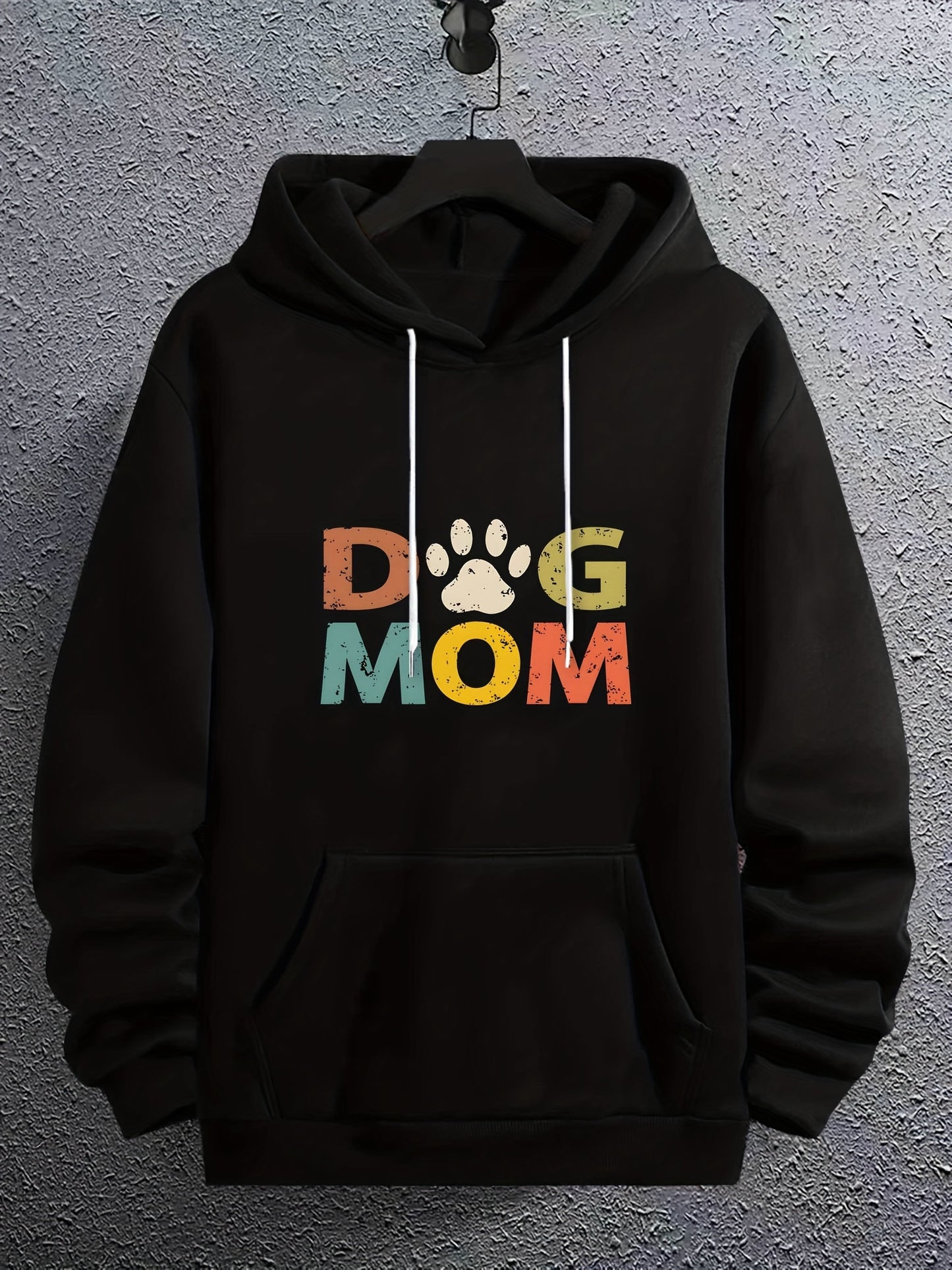 "DOG MOM" Letter Print Long Sleeve Hoodie Sweatshirt – Casual Sports & Fashionable Streetwear