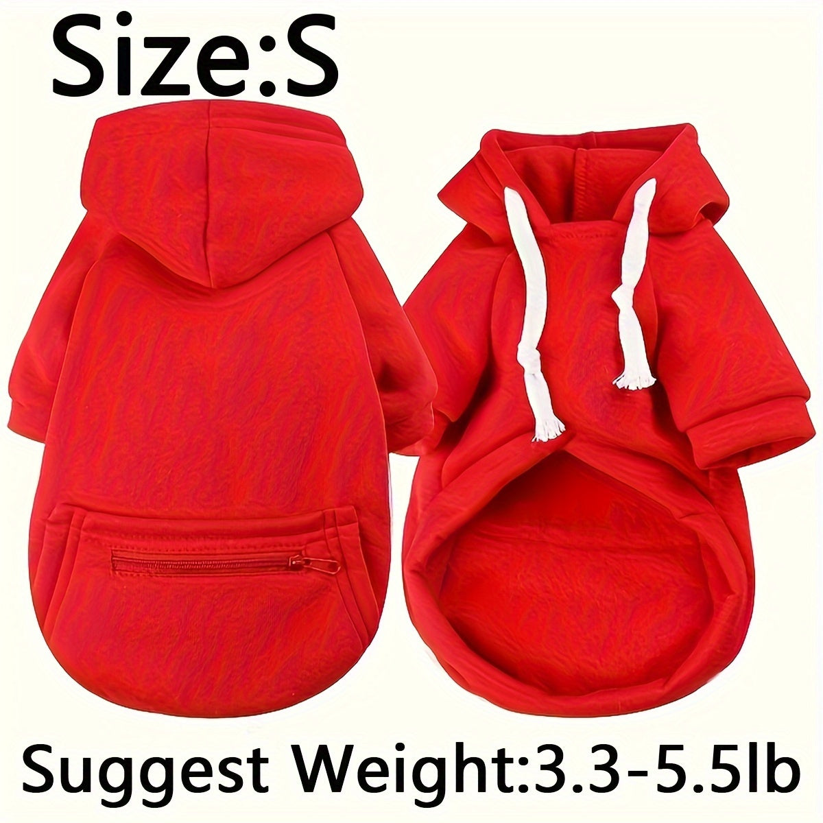 Cozy Red Pet Hoodie with Zipper Pocket – Stylish Comfort for Your Furry Friend