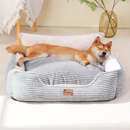 Cozy Corduroy PET Bed with Removable Cushion