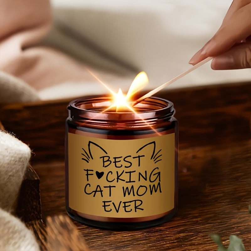 Best Cat Mom Ever – Lavender Scented Candle in Glass Jar