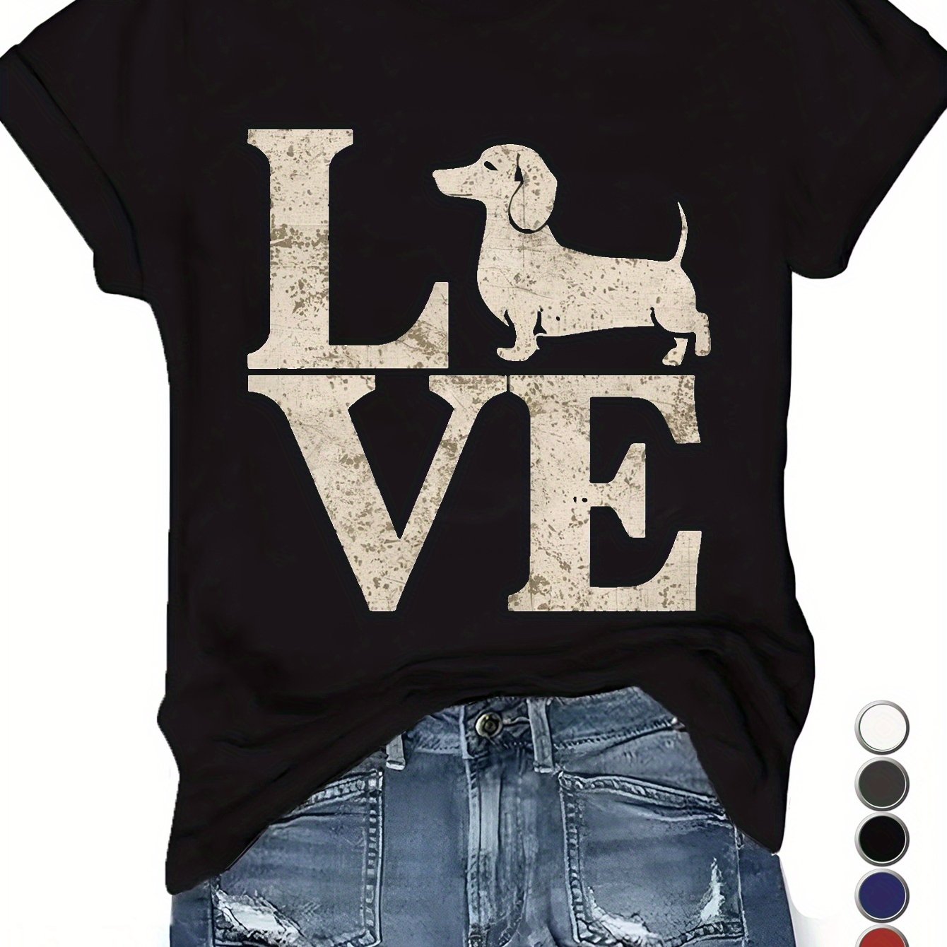 "LOVE" Dachshund Silhouette Women's T-Shirt – Pure Cotton Comfort Fit