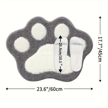 Ultra-Soft Flocked Bath Mat – Non-Slip, Absorbent & Machine Washable with Cute Paw Print Design for Bathroom Decor