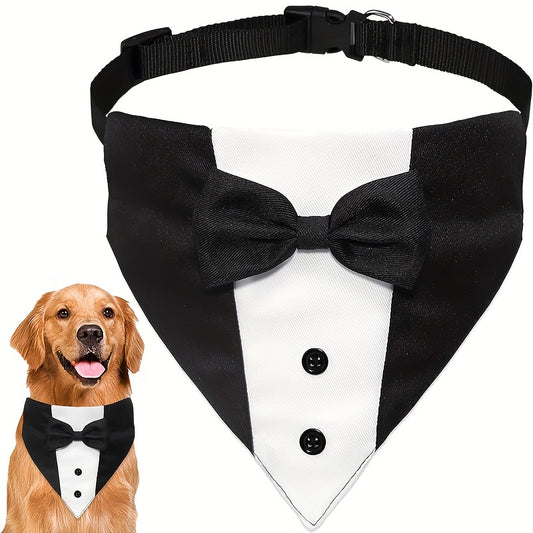 Dog Tuxedo Suit with Wedding Bandana Collar & Bow Tie