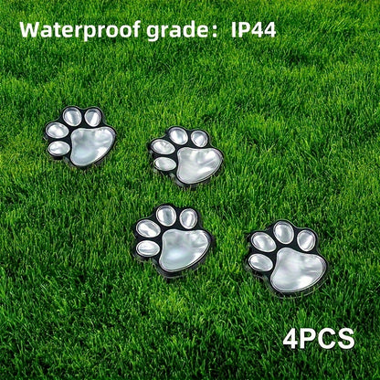 4-Pack Solar Powered Paw Print Lawn Lights – LED Garden Path Lighting