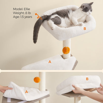 WoodyWonders Cat Tree with Litter Box Enclosure - 2-in-1 Modern Cat Tower for Indoor Cats