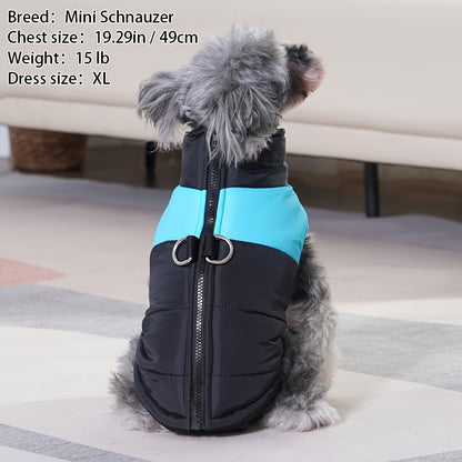 Waterproof Windproof Pet Coat With Zipper - Cotton-Padded, Woven Polyester Winter Warm Pet Vest For XS, Small, Medium, Large Breeds