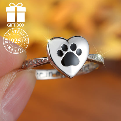 Boho Style 925 Sterling Silver Heart Pet Memorial Ring – A Timeless Tribute