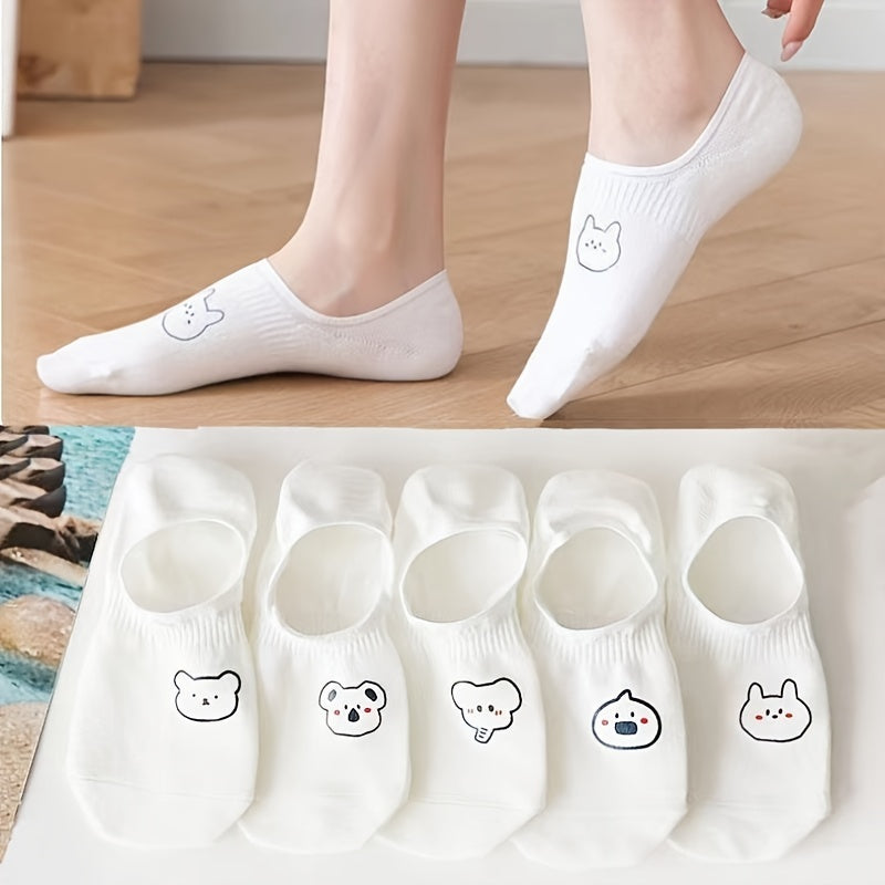 10 Pairs Ultra-Soft Women's Short Socks – Adorable Cartoon Prints