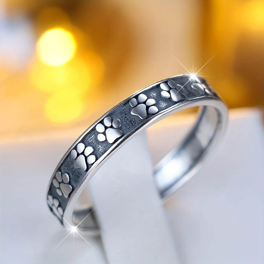 925 Sterling Silver Cute Paw Design Band Ring – Perfect for Men and Women