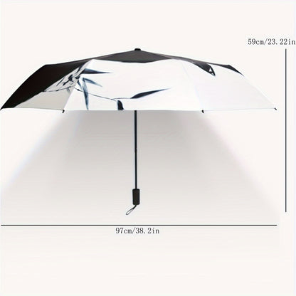 Black and White Cat Pattern Folding Umbrella – Rainproof and Sunshade Protection