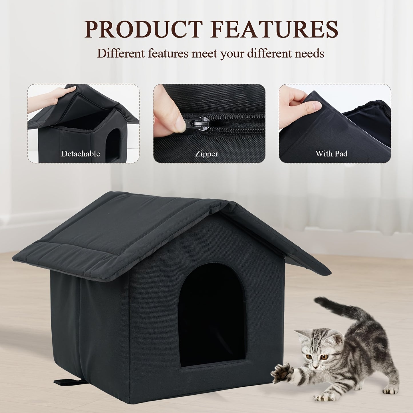 All-Weather Waterproof Cat Shelter – Insulated & Cozy Outdoor Bed for Stray Cats