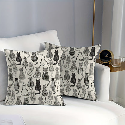 Contemporary Cat-Themed Decorative Throw Pillow Cover