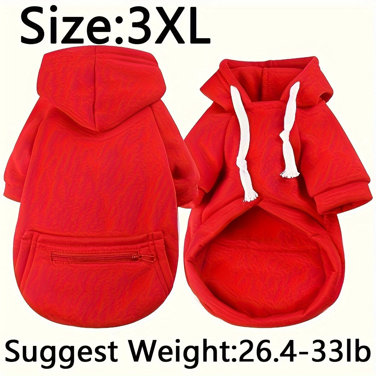 Cozy Red Pet Hoodie with Zipper Pocket – Stylish Comfort for Your Furry Friend