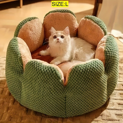 Petal-Shaped Cat Bed – Soft Plush Round Pet Basket for Cats and Small Dogs