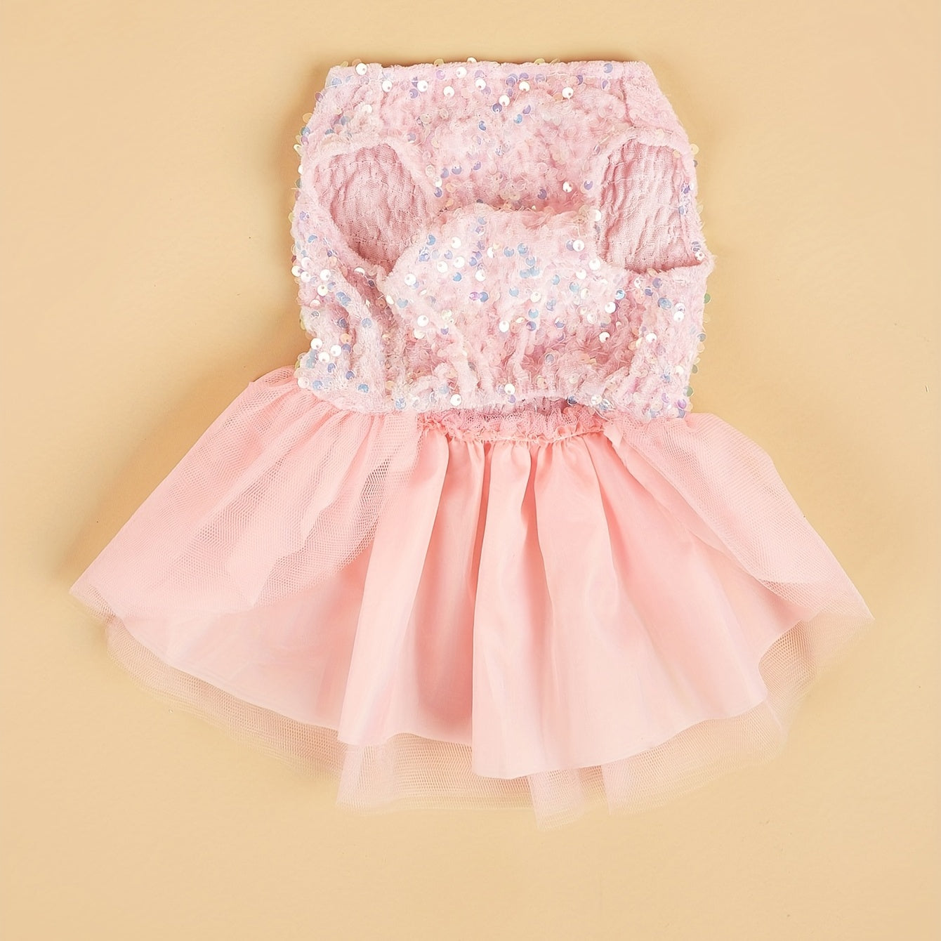 Sparkle and Shine: Pet Sleeveless Sequin Bow Mesh Dress