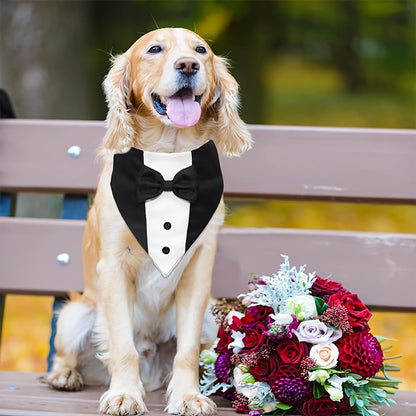 Dog Tuxedo Suit with Wedding Bandana Collar & Bow Tie