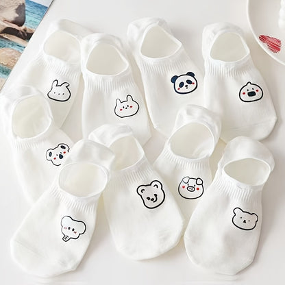 10 Pairs Ultra-Soft Women's Short Socks – Adorable Cartoon Prints