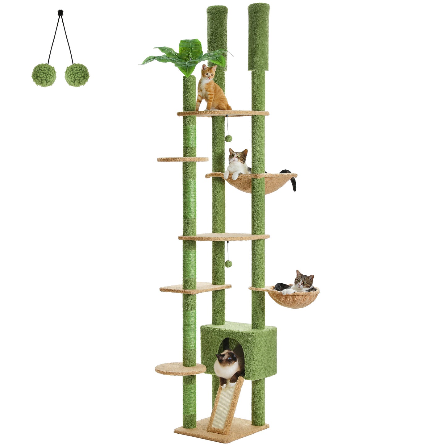 Tall Cat Tree – Adjustable Floor-to-Ceiling Cat Climbing Tower for Active Cats