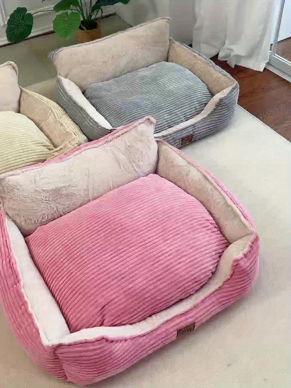 Cozy Corduroy PET Bed with Removable Cushion