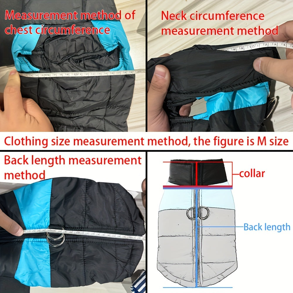 Waterproof Windproof Pet Coat With Zipper - Cotton-Padded, Woven Polyester Winter Warm Pet Vest For XS, Small, Medium, Large Breeds