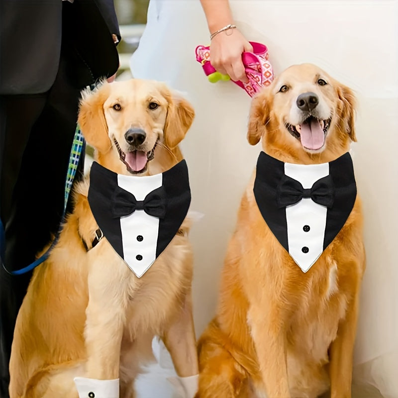 Dog Tuxedo Suit with Wedding Bandana Collar & Bow Tie