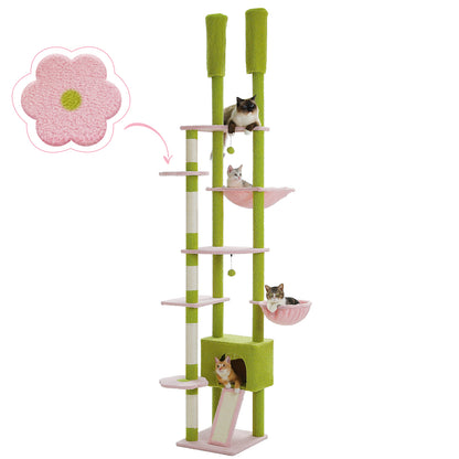 Tall Cat Tree – Adjustable Floor-to-Ceiling Cat Climbing Tower for Active Cats