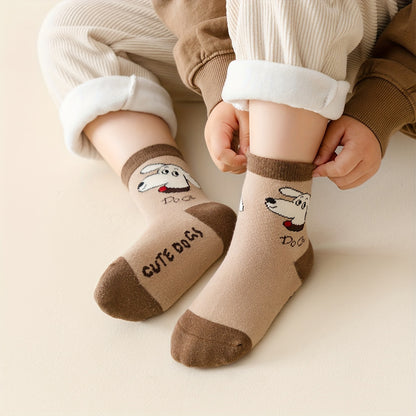 Kid's Soft & Skin-Friendly Color Block Paw Pattern Socks – 3 Pairs for Autumn & Winter