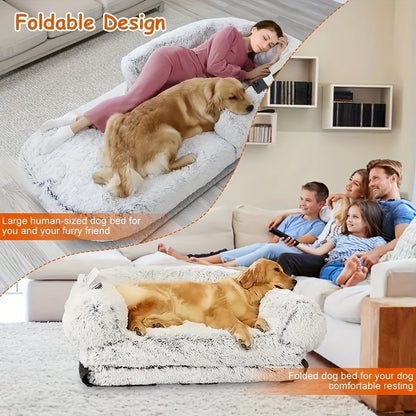 71"x43"x12" Orthopedic Human Dog Bed - Foldable Plush Washable Bed for Large Dogs and People