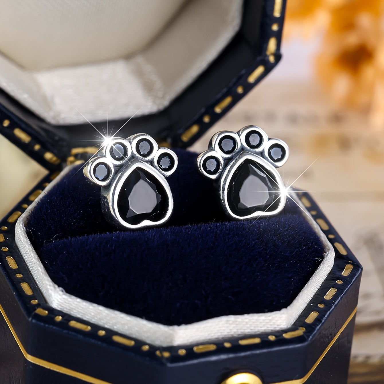 Exquisite S925 Sterling Silver Paw Print Dangle Earrings – Perfect Gift for Animal Lovers