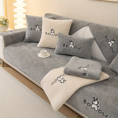 Sherpa Sofa Slipcover - Thickened Plush Couch Protector for Pets and Furniture