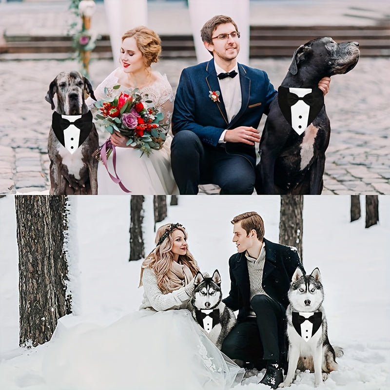 Dog Tuxedo Suit with Wedding Bandana Collar & Bow Tie