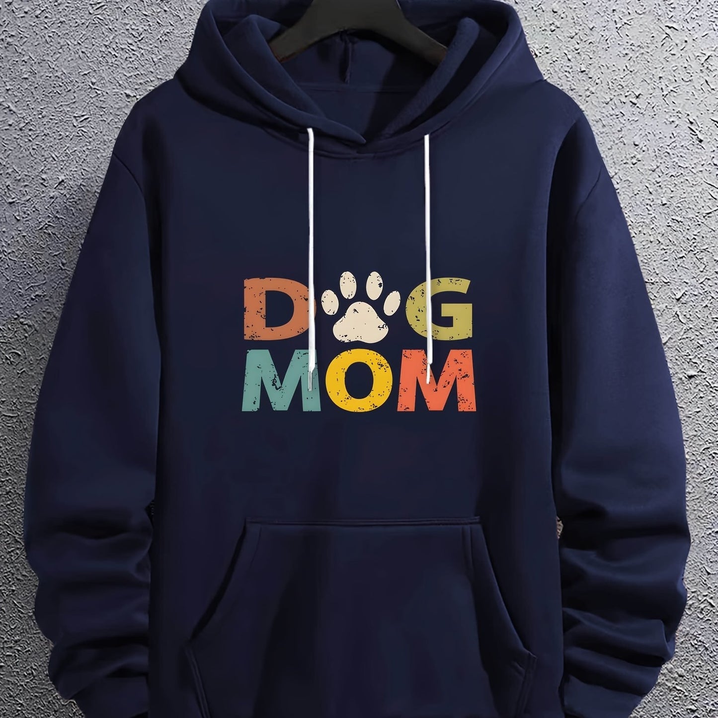 "DOG MOM" Letter Print Long Sleeve Hoodie Sweatshirt – Casual Sports & Fashionable Streetwear