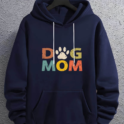 "DOG MOM" Letter Print Long Sleeve Hoodie Sweatshirt – Casual Sports & Fashionable Streetwear