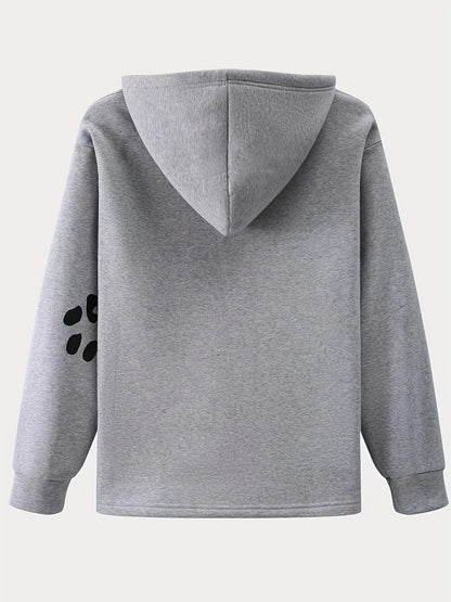 Casual Long Sleeve Dog & Heart & Paw Print Hoodie Sweatshirt – Women's Clothing