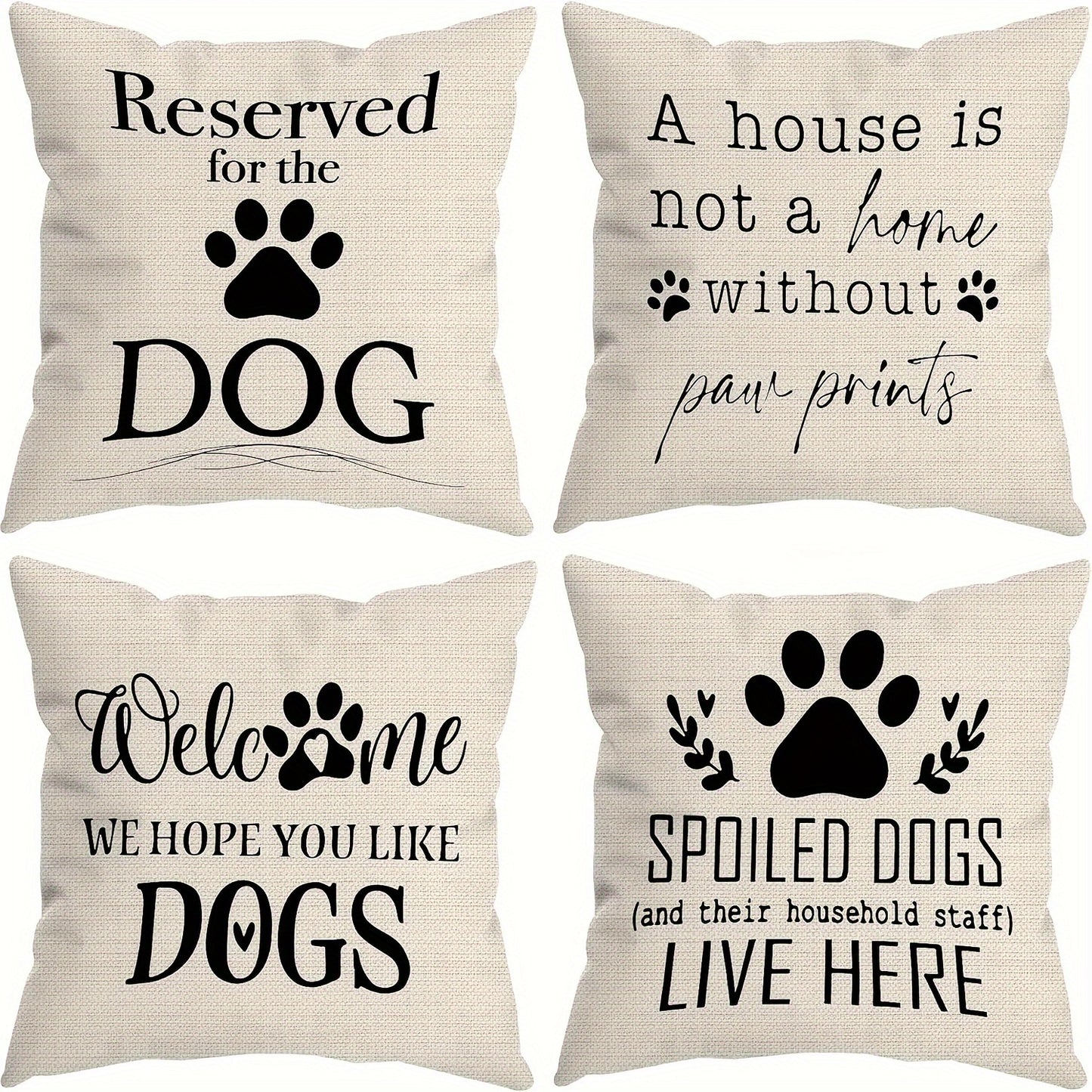 4pcs Funny Dog Lover Throw Pillow Covers – Humorous Canine Designs for Dog Enthusiasts